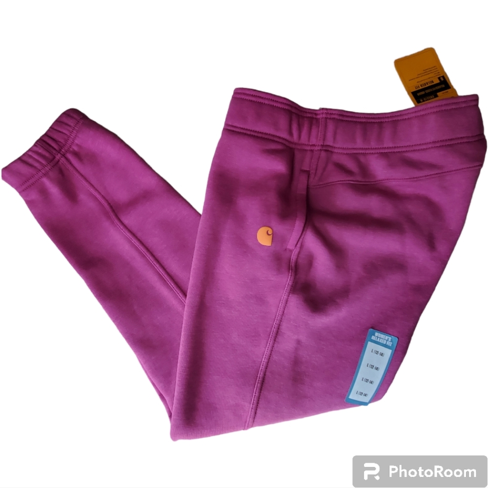 Carhartt womens midrise relaxed fit fleece jogger magenta pink - Picture 2 of 8